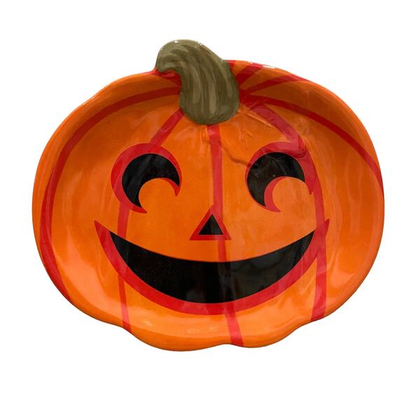 13th & Elm Halloween Pumpkin Melamine Appetizer Plates 8x7 Set of 4 BOO New - Picture 6 of 15